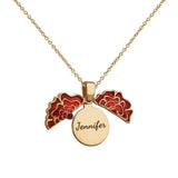 Red Flower Diamond Pendant Name Necklace Gift