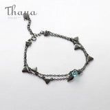 925 Silver Thorns Rose Bracelet Crystal Flower Chain Link Bracelet for Women