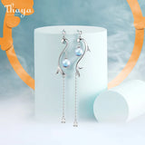 S925 Silver Mermaid Tassel Drop Earrings - Women's Charms Gift