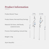 S925 Silver Mermaid Tassel Drop Earrings - Women's Charms Gift