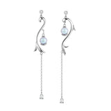 S925 Silver Mermaid Tassel Drop Earrings - Women's Charms Gift