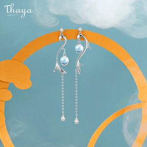 S925 Silver Mermaid Tassel Drop Earrings - Women's Charms Gift