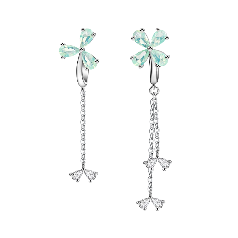 925 Sterling Silver Clovers Clip Earrings For Women Engagement Gift