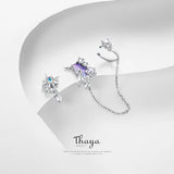 925 Silver Unicorn Clip Earrings Crystal Drops
