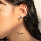 925 Silver Unicorn Clip Earrings Crystal Drops