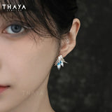 Crystal Stud Earrings 925 Silver Needle Fine Jewelry