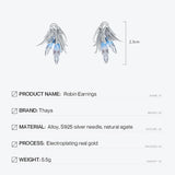 Crystal Stud Earrings 925 Silver Needle Fine Jewelry