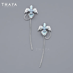 Flower Women Earrings Pendant Dangle Chain Party Jewelry