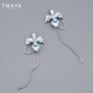 Flower Women Earrings Pendant Dangle Chain Party Jewelry