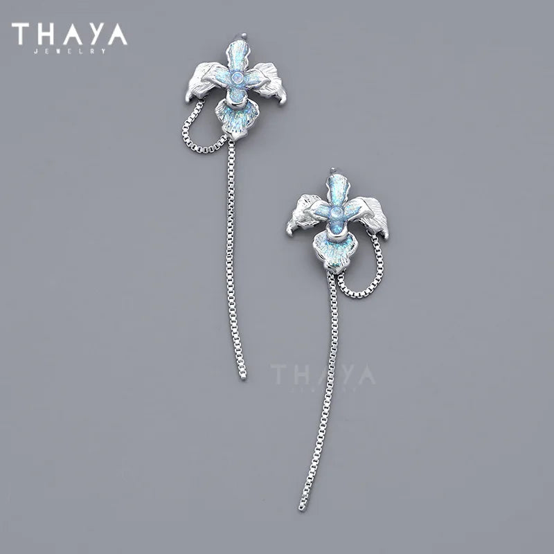 Flower Women Earrings Pendant Dangle Chain Party Jewelry