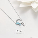 Flowers & Leaves Tassels Necklace 925 Silver CZ Crystal Gift