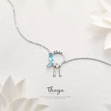 Flowers & Leaves Tassels Necklace 925 Silver CZ Crystal Gift