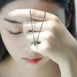 S925 Silver Rose Flower Crystal Pendant Necklace for Women