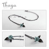 S925 Silver Rose Flower Crystal Pendant Necklace for Women