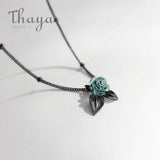 S925 Silver Rose Flower Crystal Pendant Necklace for Women