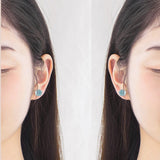 Mermaid Bubble Studs Earrings Crystal Seaweed Fish Tail S925 Silver