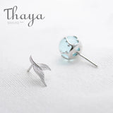 Mermaid Bubble Studs Earrings Crystal Seaweed Fish Tail S925 Silver