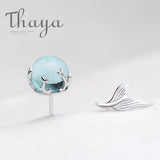 Mermaid Bubble Studs Earrings Crystal Seaweed Fish Tail S925 Silver
