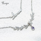 Purple Crystal Pendant Necklace Olive Branch Double Chain Chicc Fine Jewelry