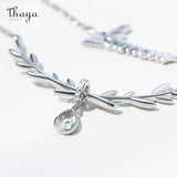 Purple Crystal Pendant Necklace Olive Branch Double Chain Chicc Fine Jewelry