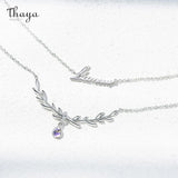 Purple Crystal Pendant Necklace Olive Branch Double Chain Chicc Fine Jewelry
