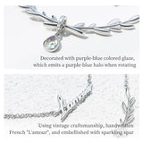 Purple Crystal Pendant Necklace Olive Branch Double Chain Chicc Fine Jewelry