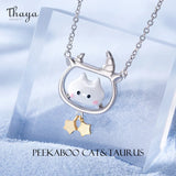 Cat Pendant Necklace Women Choker Necklace Constellation Necklace