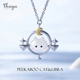 Cat Pendant Necklace Women Choker Necklace Constellation Necklace