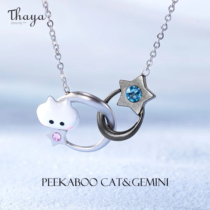 Cat Pendant Necklace Women Choker Necklace Constellation Necklace