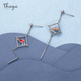 Silver-plated Plum Blossom Red Drip Stud Earrings