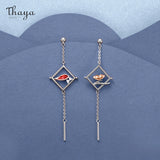 Silver-plated Plum Blossom Red Drip Stud Earrings