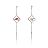 Silver-plated Plum Blossom Red Drip Stud Earrings