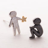 Stars for You Stud Earrings s925 Silver Asymmetry Figure Earring