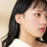Silver 925 Crystal Wings Eardrop Clip On Earrings For Women Girl