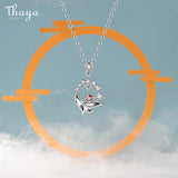 S925 Silver Necklace Lion Red Crystal Pendant Necklace Women Fine Jewelry