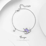S925 Silver Unicorn Bracelet Crystal Drip oil For Women
