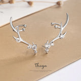 Silver 925 Deer Crown Zircon Earrings For Women