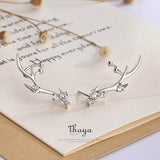 Silver 925 Deer Crown Zircon Earrings For Women