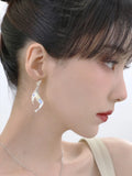Silver Plated Fish Bone Stud Earrings for Women