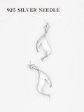 Silver Plated Fish Bone Stud Earrings for Women
