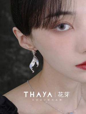 Silver Plated Fish Bone Stud Earrings for Women