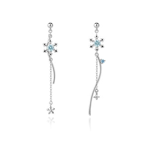Silver Plated Snow Earring Drop Dangle Crystal Charms
