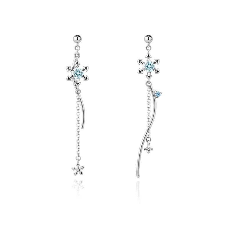 Silver Plated Snow Earring Drop Dangle Crystal Charms