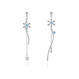 Silver Plated Snow Earring Drop Dangle Crystal Charms