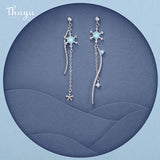 Silver Plated Snow Earring Drop Dangle Crystal Charms