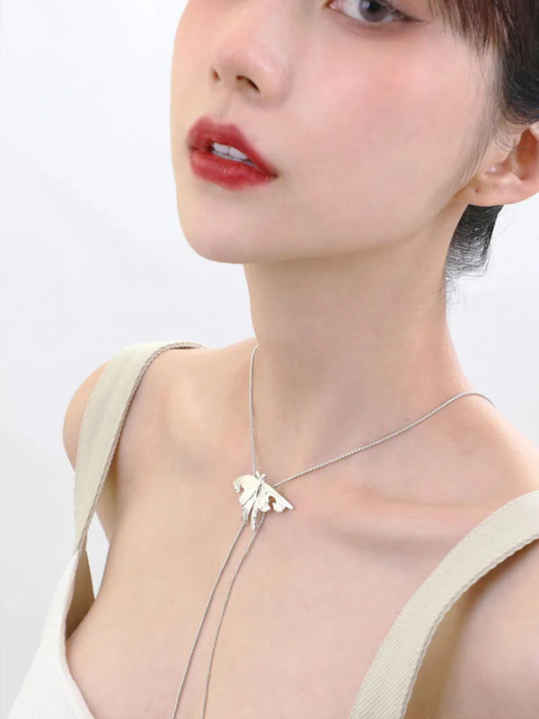 Vintage Moth Pendant Necklace For Women Choker Crystal Colar Chain Necklace