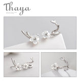 Cherry Silver Flower Round Cuff Earrings Fine Jewelry