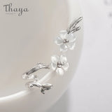 Cherry Silver Flower Round Cuff Earrings Fine Jewelry