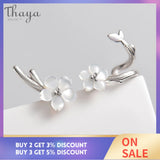Cherry Silver Flower Round Cuff Earrings Fine Jewelry