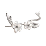 Cherry Silver Flower Round Cuff Earrings Fine Jewelry